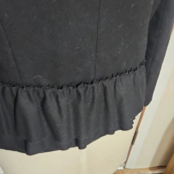 J. Crew 100 % Wool Cascade Black Ruffle Office To Dinner Blazer/Jacket - Picture 3 of 7